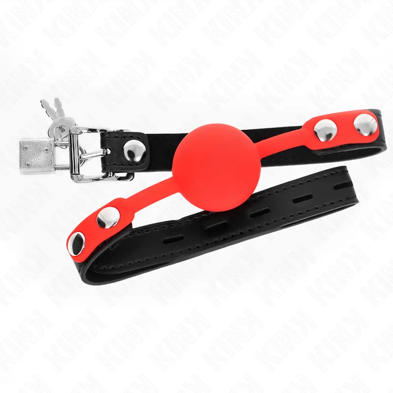 Kink Silicone Ballgag med Säkerhetslås – 4 cm Boll och 60 x 2 cm Rem