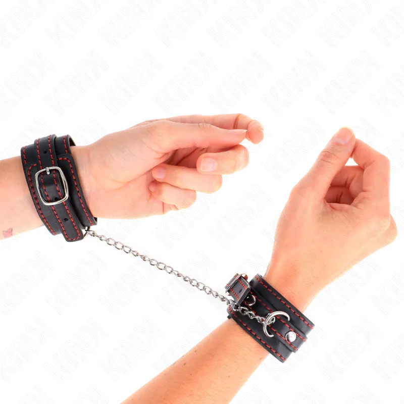 Kink Small Handledsrestriktioner – Svart med Röd Infodring, Justerbar 14–24 cm x 3,5 cm