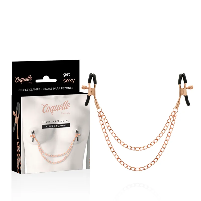 Coquette Chic Desire – Fantasy Bröstvårtsclamps i Metall med Dekorativ Kedja