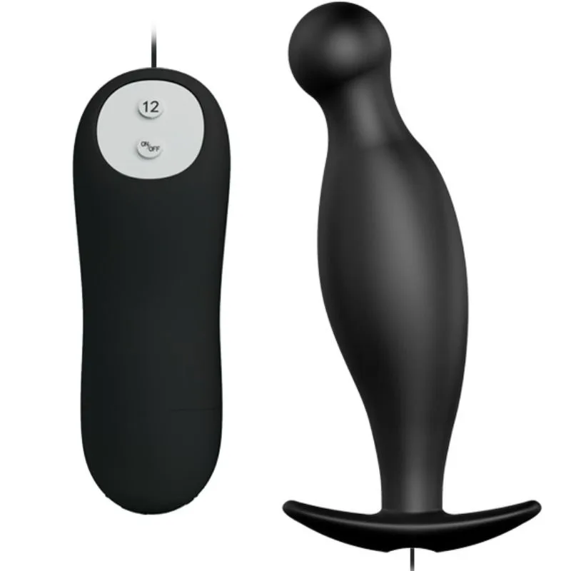 Pretty Love Silikonanalplug med 12 Vibrationsmodi & Fjärrkontroll – Svart