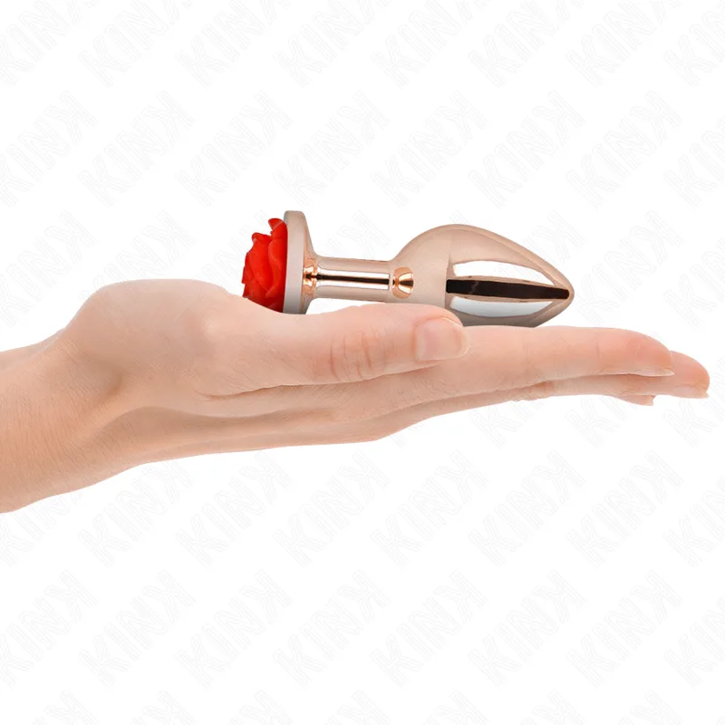 Kink Pink Gold Analplug med Röd Ros – Medium