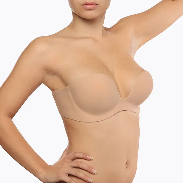 Bye-Bra Gala Vidhäftande Axelbandslös BH – Kupstorlek C, Beige