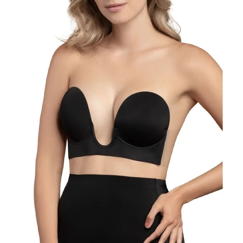 Bye-Bra Strapless Adhesive U-Shape Backless Bra - Black, Cup C