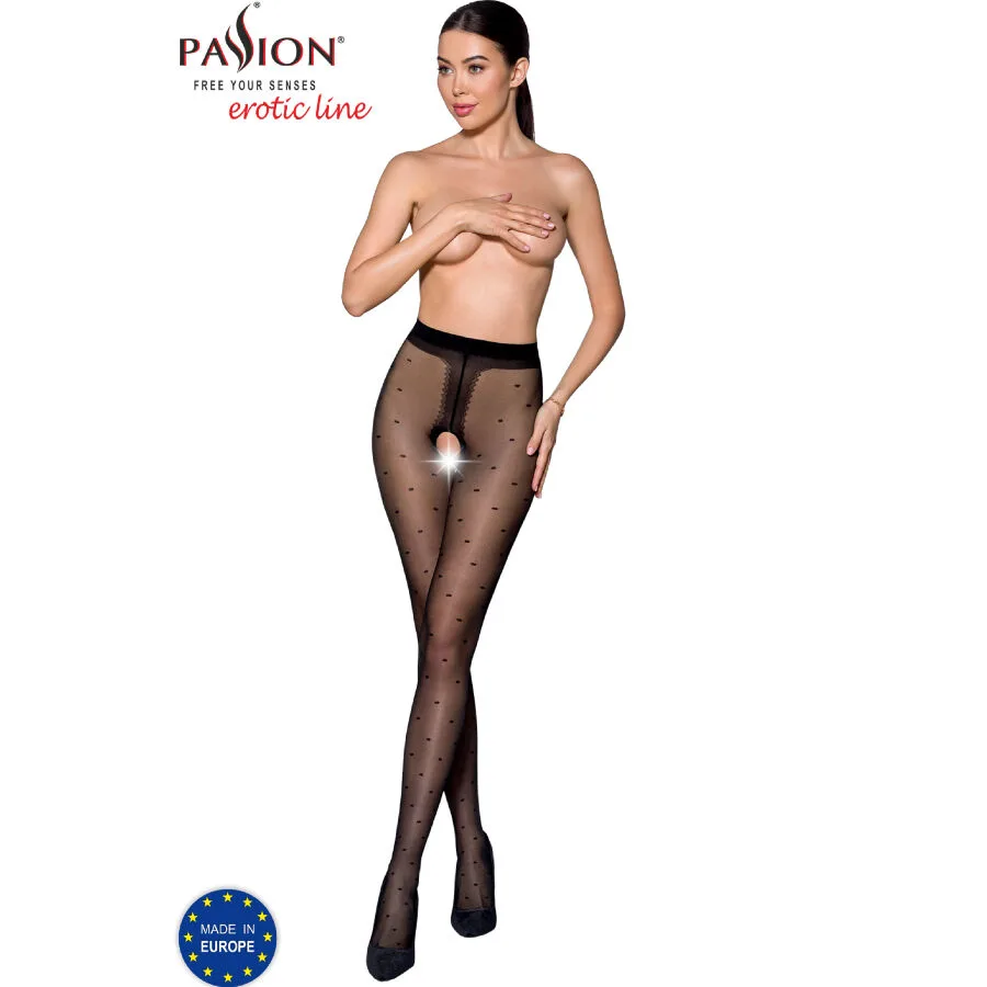 Passion Tiopen 018 Open-Crotch Tights – Black, 20 Denier (Sizes 1/2)