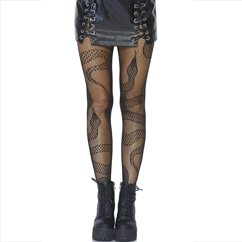 Leg Avenue - Snake Pattern Fishnet Stockings in Black