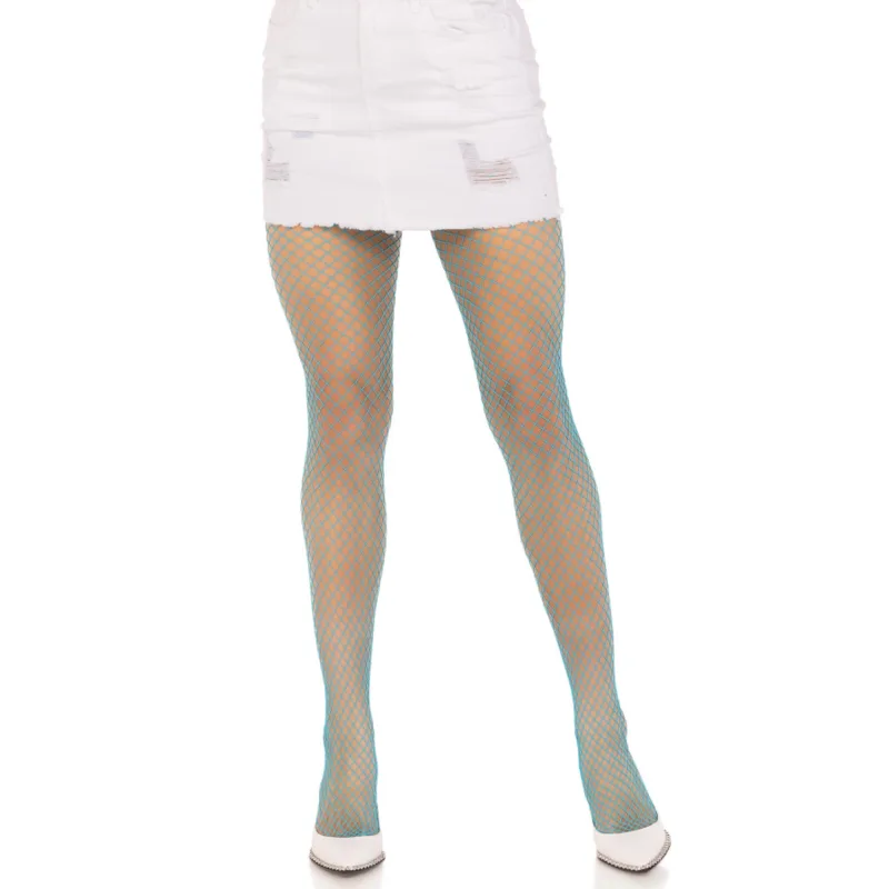 Leg Avenue - Lycra Fishnet Pantyhose in Neon Blue