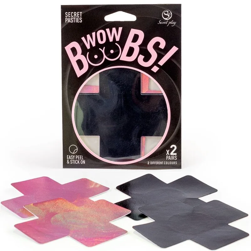 Secret Play - Wow Boobs! X Nipple Covers | Holografiska korsformade självhäftande covers