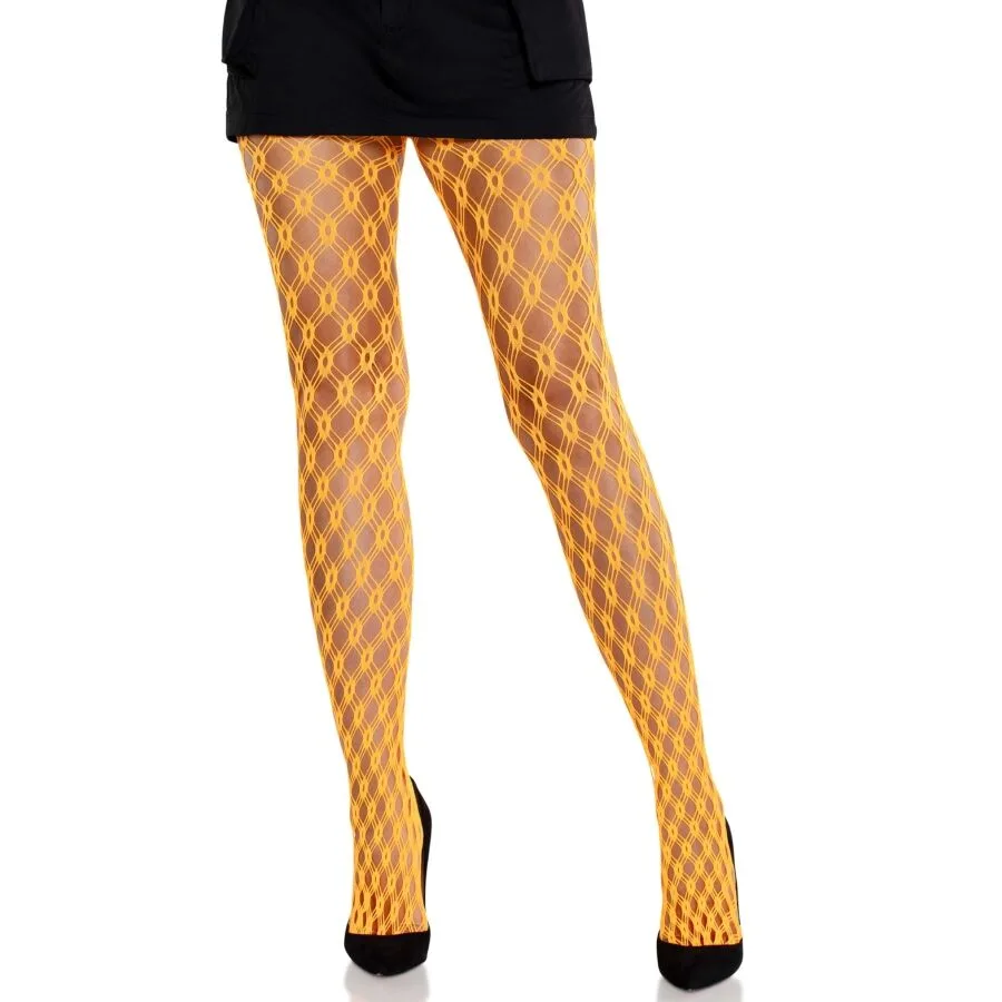 Leg Avenue - Öljettfishnetstrumpbyxor i Neoorange