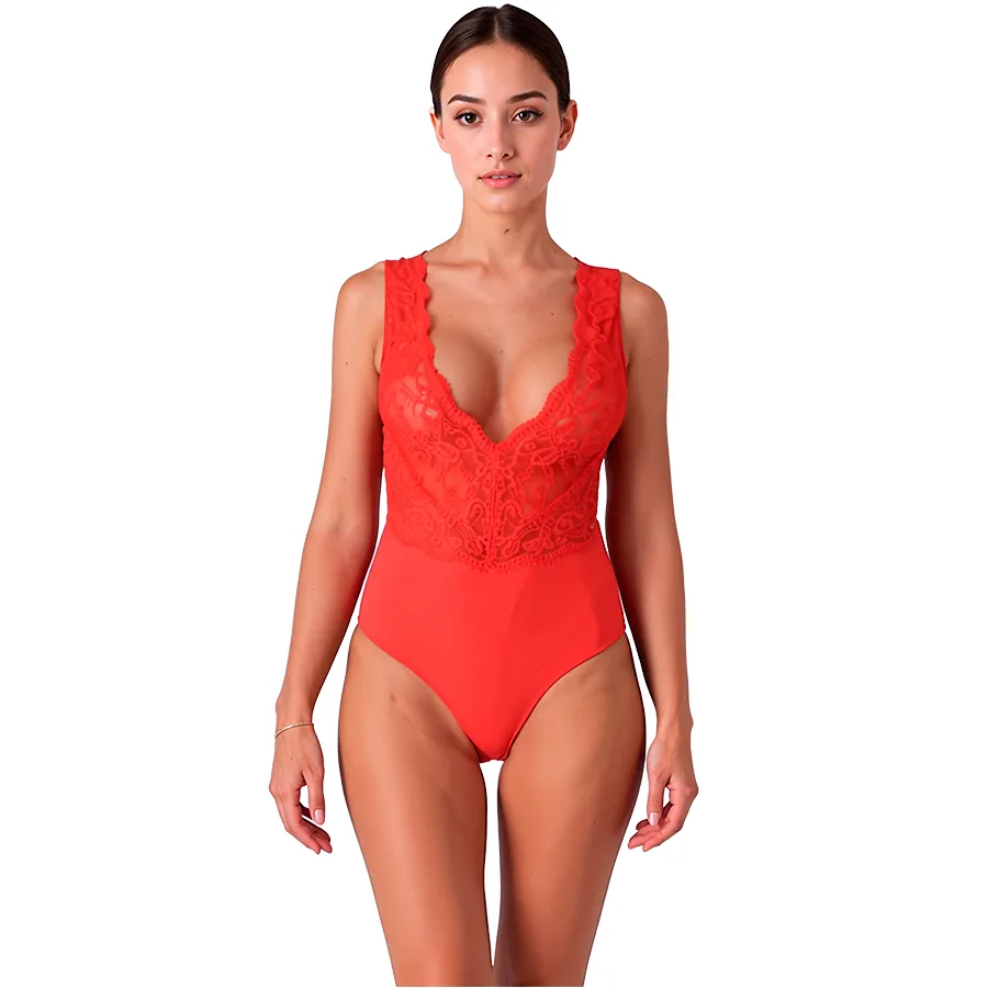 Passion - Evalie Lace Bodysuit | Red | Size L/XL